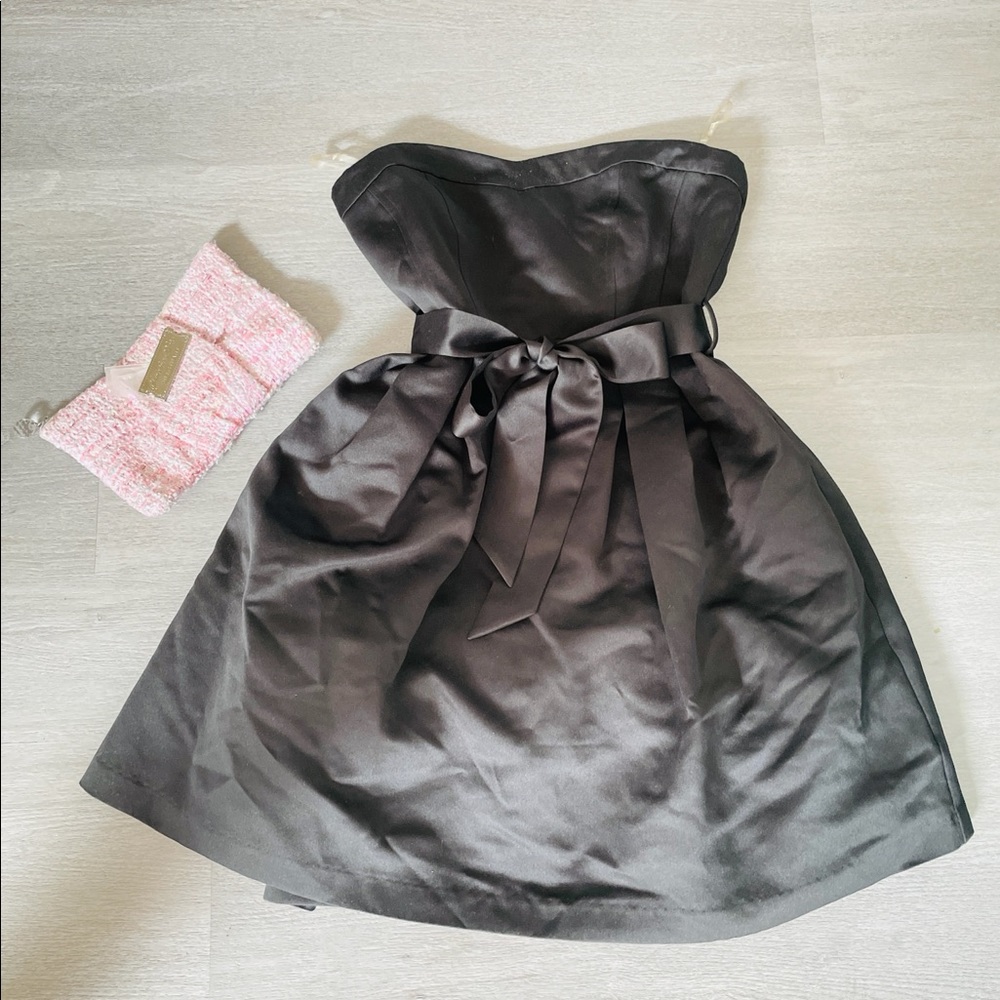 Black Satin Puffy Dress